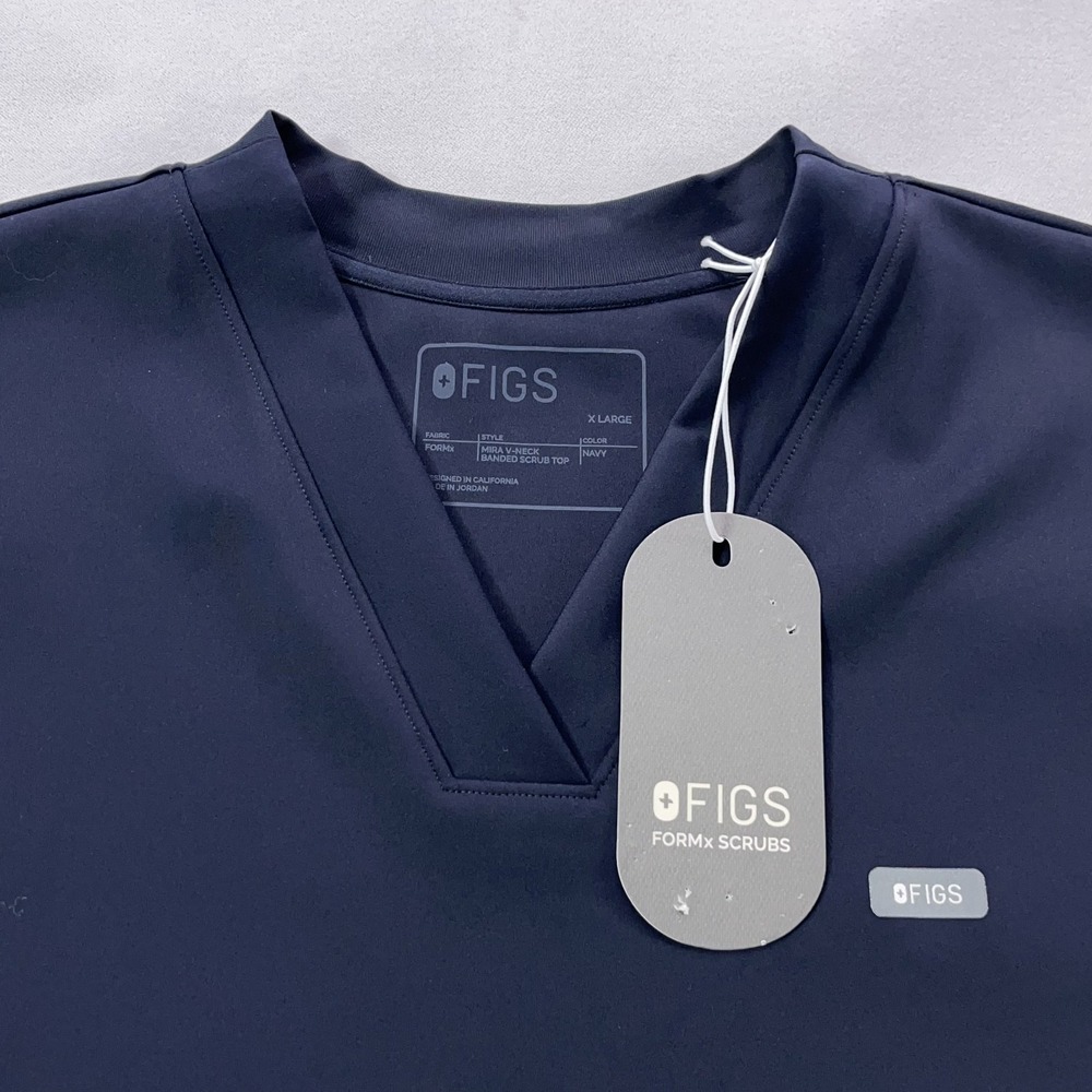 Figs Mira V-Neck Banded Scrub Top Women XL Navy Blue FormX - Picture 2 of 11